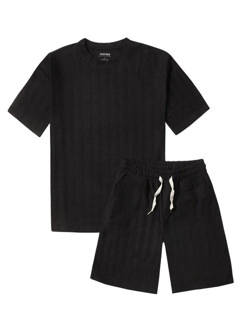 Black Striperd Jacquard Short - Khotwh